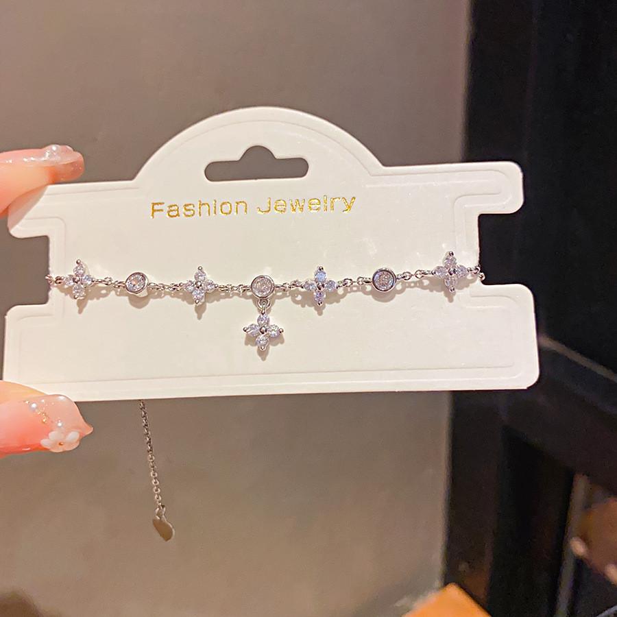 Натуральный браслет с цирконами в виде луны и звезд для женщин с мерцающими камнями и элегантным стилем