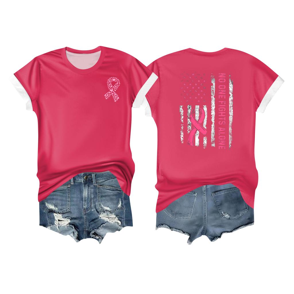 Женская повседневная футболка с коротким рукавом с принтом ленты на груди