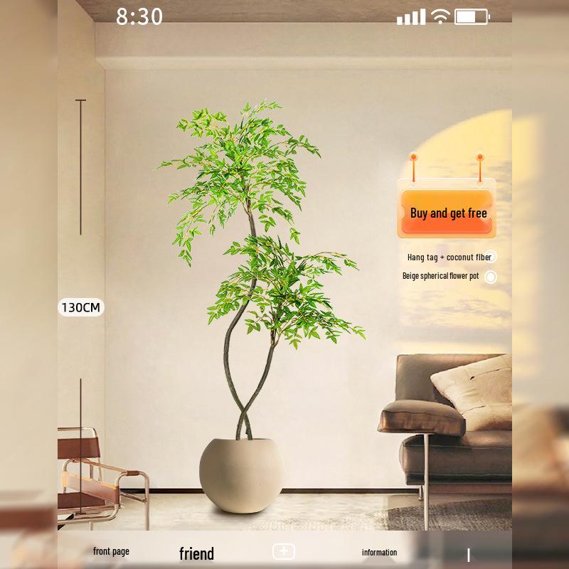 Нандина Роскошное Искусственное Дерево - Напольное Украшение для Помещений и Бионическое Зеленое Растение в Горшке