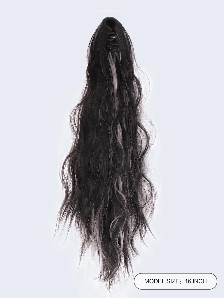 Black Dyed White Tea Grey Medium Long Curly Ponytail Hair Extensions