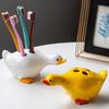 Duck Toothbrush Holder Ceramic Cute Toothbrush Organizer Decorative Cartoon Duck Toothbrush