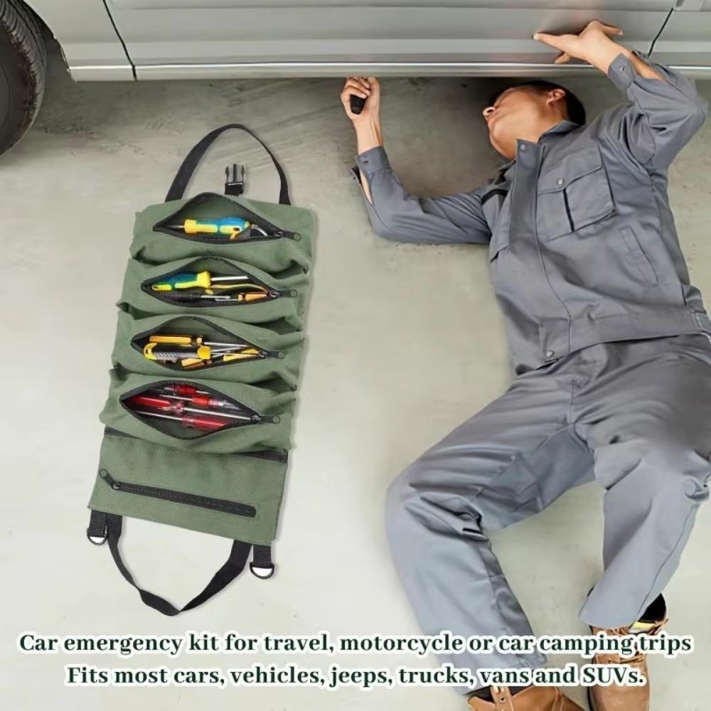 Durable Roll-Up Tool Bag Heavy-Duty Electrician Tool Kit Storage Bag for Workers Engineers