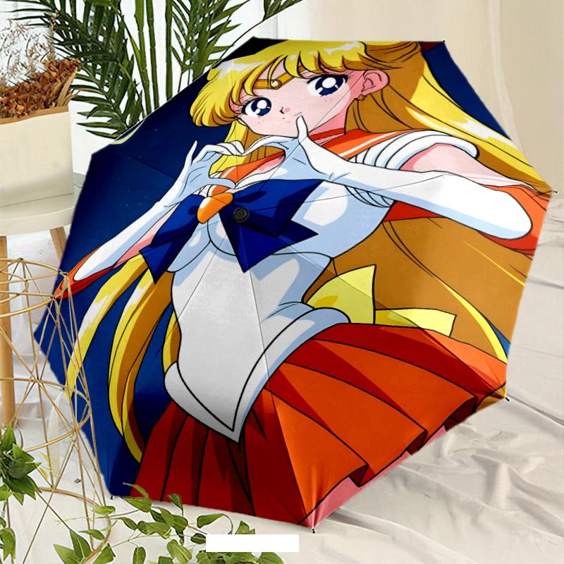 Sailor Moon Umbrella with Automatic Open/Close & Self-8-Rib Heavy-Duty Umbrella, Compact Travel Umbrella Suitable for Outdoor