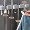 Wall Mounted Mop Holder Multi-Functional Broom Hanger Shelf Home Kitchen Storage Bathroom Suction Hanging Pipe Traceless Hooks