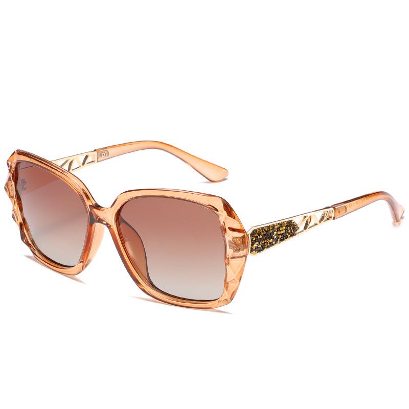 Oversized Polarized Square Sunglasses with Diamond Cut Edge for UV Protection - European & American Style