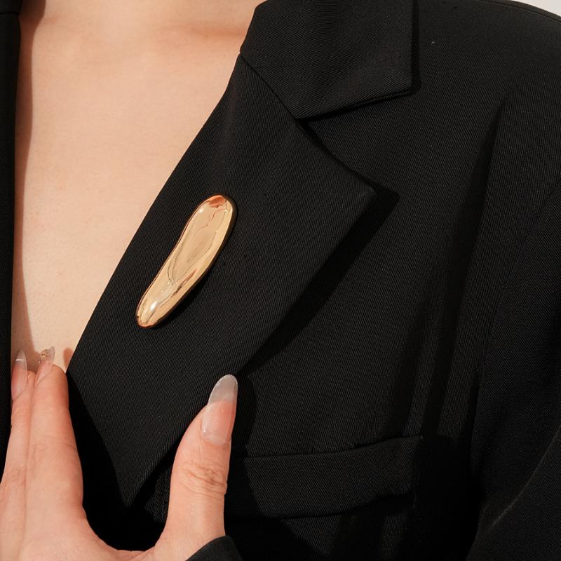 Металлические Геометрические Глянцевые Броши для Женщин Уникальные Изысканные Бутоньерки для Костюма Вечерние Ювелирные Изделия Модный Аксессуар