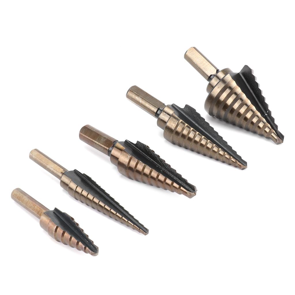 Набор из 5 ступенчатых сверл HSS с прямой метрической канавкой для сверления стальной пластины