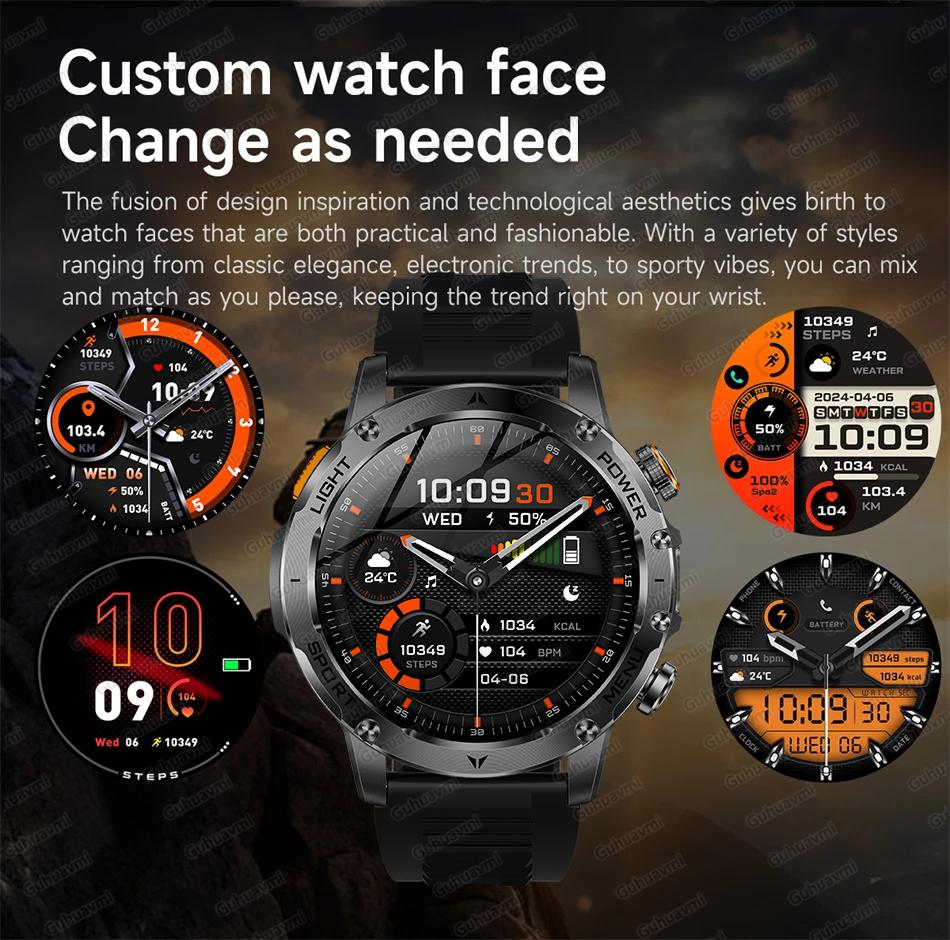 AK87 Men 1000mAh Battery Smart Watch 1.7-inch Large Screen GPS Track Heart Rate 3ATM Waterproof Wireless Call Sports Smartwatch