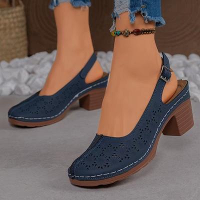 Модные летние новые женские босоножки на высоком каблуке, удобная резиновая подошва, обувь большого размера 43, римский стиль, круглый носок, ПУ кожа, сандалии-слипоны