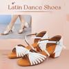 Women Girls Child Latin Dance Shoes Low-heeled Salsa Ballroom Tango Shoes Soft Sole 3.5CM Heel