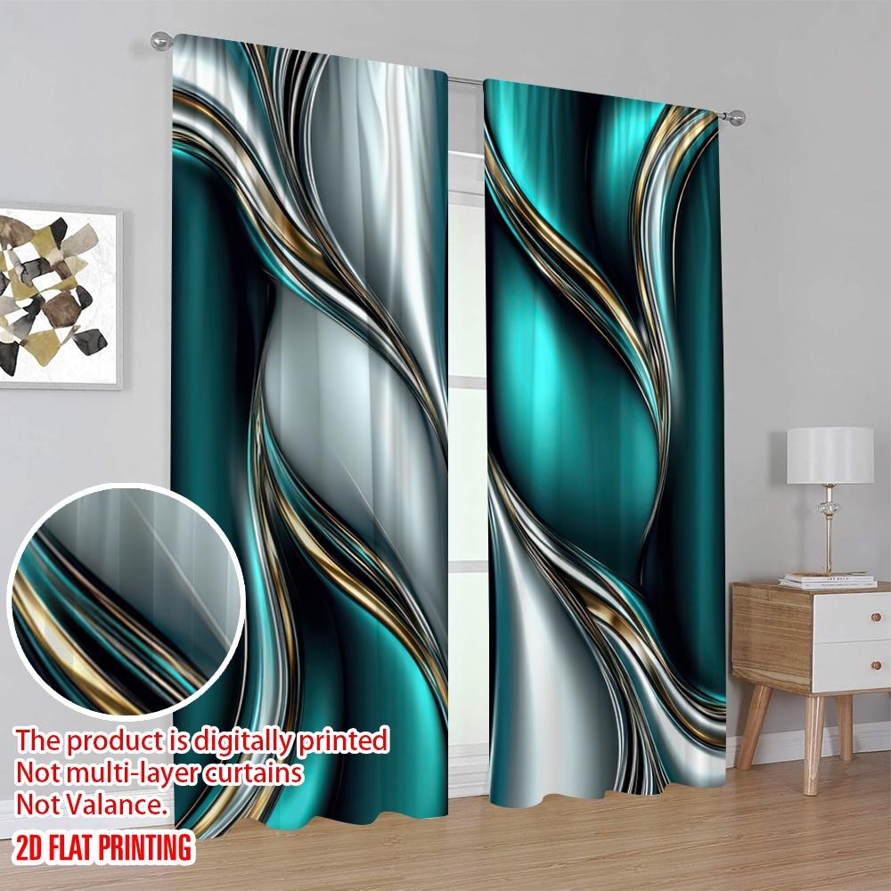 2 шт. 2D плоская печать Элегантные Современные Темно-зеленые Серые Печатные Шторы Специальный Дизайн Для Гостиной Спальни И Кабинета Машинная