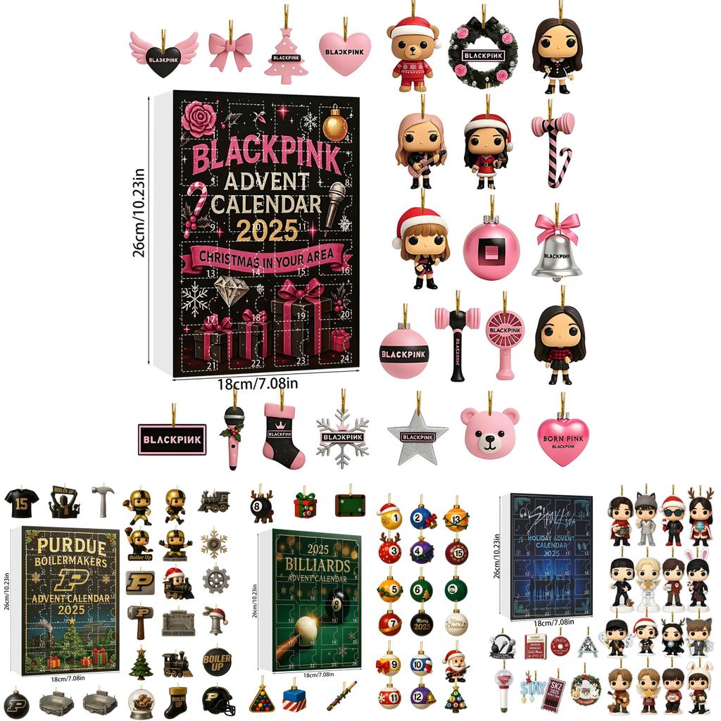 Рождественский адвент-календарь Stray Kids с 24 акриловыми украшениями для праздничного подарка