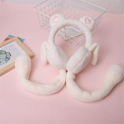 Ветрозащитные подвижные прыгающие уши зимние теплые наушники Heart Bear Airbag Plush Ears Подарок для женщин и девочек
