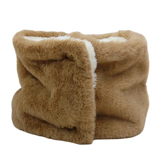 Плюшевый шарф с пряжками из натурального дерева, двухслойный бархатный дизайн, подкладка из искусственного меха кролика, однотонный зимний шарф