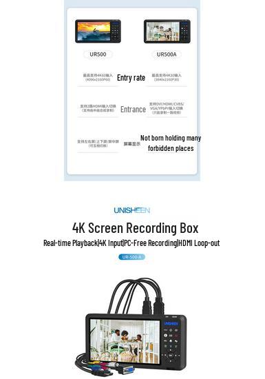 Многоинтерфейсный HD-эндоскоп UR500A: VGA/Композитное видео, Запись на TF-карту и USB, Захват HDMI