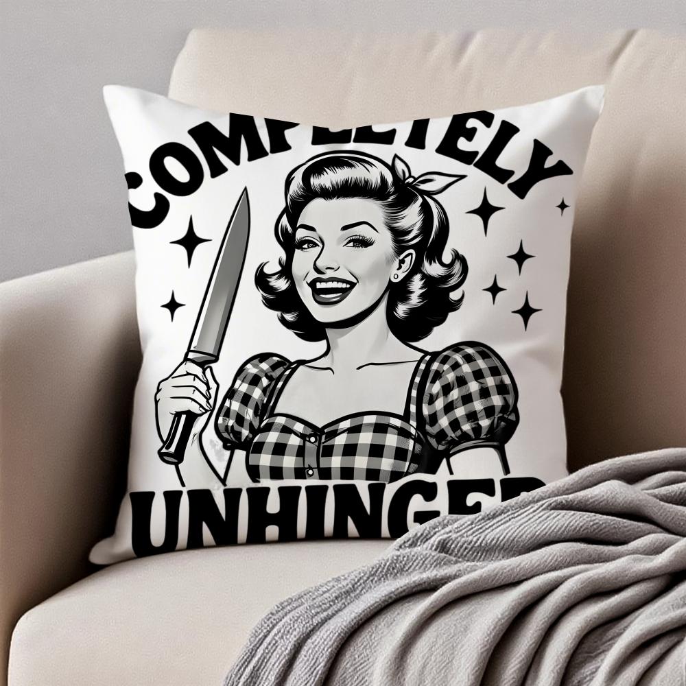 Vintage American Retro Cartoon Style Art Cushion Cover Pillowcase Antidustmite Invisible Zipper Short Plush Sofa Cushion