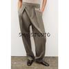 Spring New Women's Clothing Silm Suit Outwear 9901261 Wool Blend Casual Pleated Pants 9879261