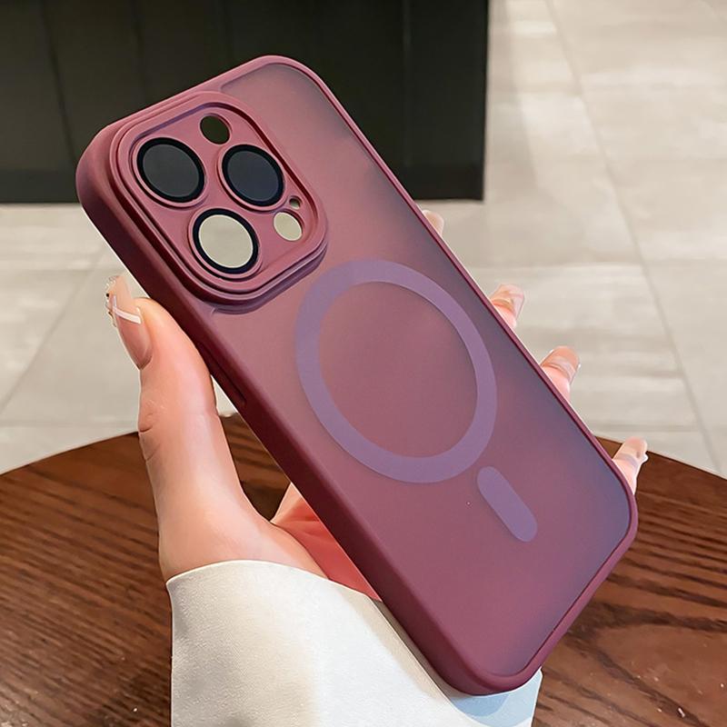 Luxury Matte Magnetic For Magsafe Translucent Case For iPhone 16 15 14 13 11 12 Pro Max Plus Glass Lens Wireless Charge Cover