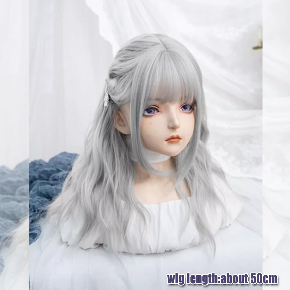 Серый длинный кудрявый синтетический парик женский кролик полицейский косплей праздничный парик милый повседневный серый прямой челка длинный кудрявый парик