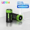 1.2V NI-MH Battery Water Heater Flashlight 4000mAh Type C Size USB Rechargeable Battery