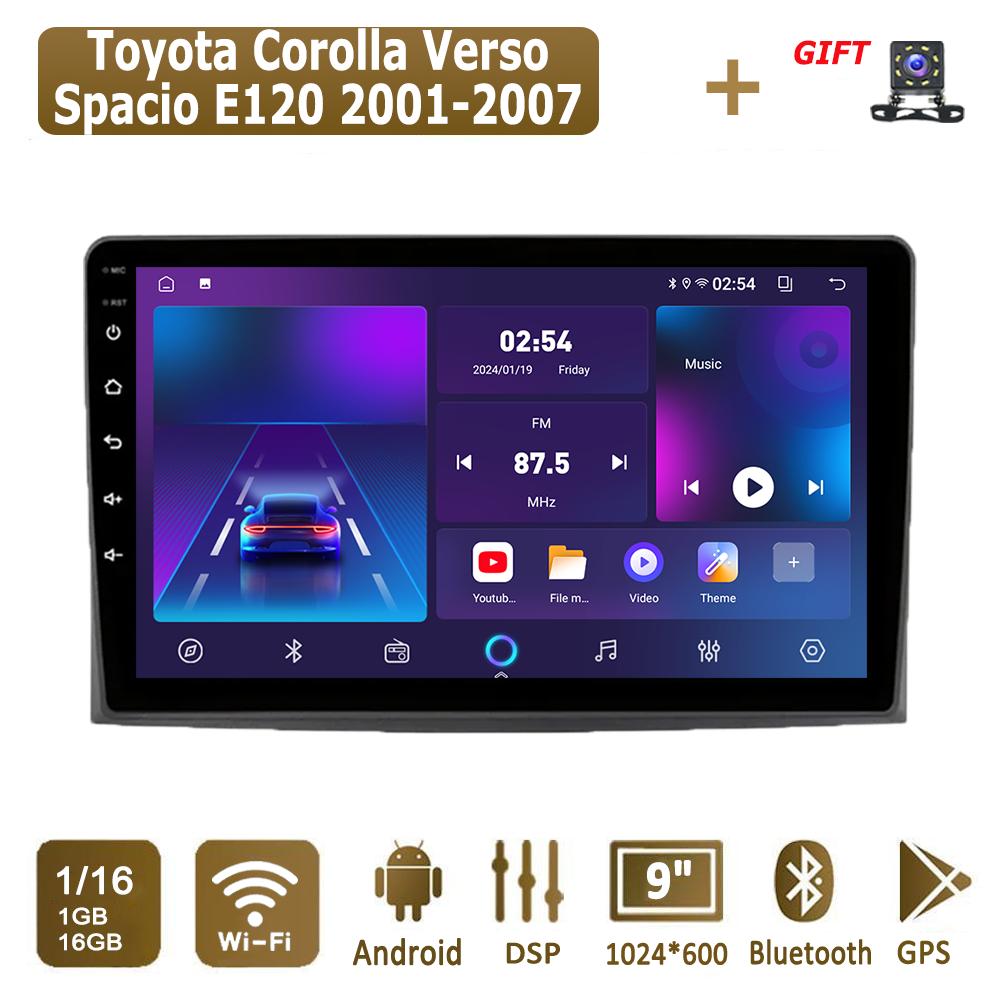 Android Carplay автомобильное радио для Toyota Corolla Verso Spacio E120 2001-2007 мультимедийный проигрыватель головное устройство стерео GPS навигация BT WIFI 4+64 ГБ