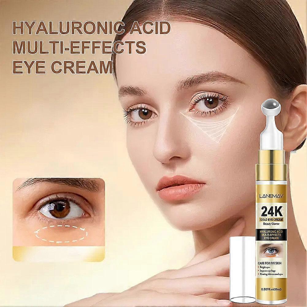 24K Gold Eye Cream with Rollerball - Hydrating Smooth Dark Circles Fine Lines less