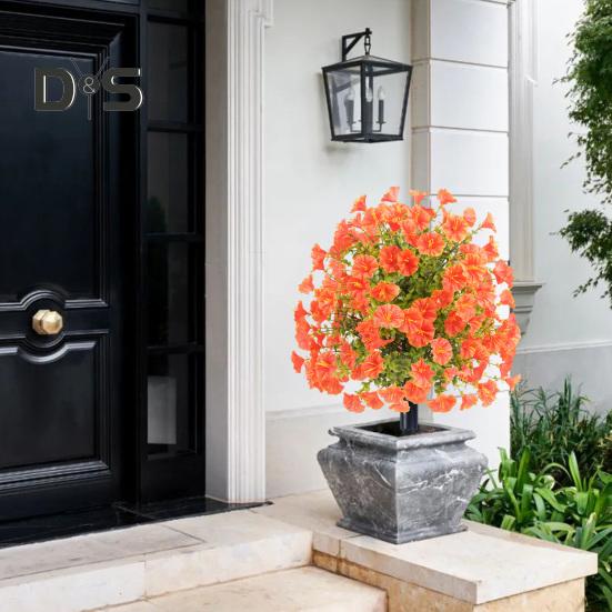 Искусственные цветы ипомеи, искусственный куст ипомеи с колышком для установки в грунт, реалистичная искусственная зелень, кустарники для улицы, для дома, для фермерского дома, для крыльца, для патио