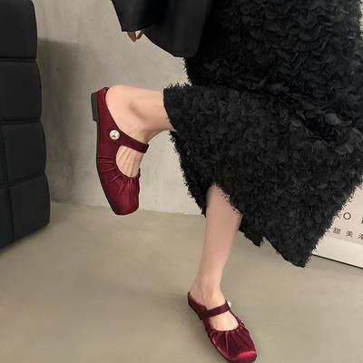 Чувственные красные ретро туфли-лодочки, женская обувь, весна и осень 2025, новая весенняя юбка, нежные вечерние туфли