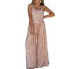 Women Sequin Two Piece Outfit Scoop Neck Sleeveless Cami Top Wide-leg Pants Set Evening Party Dressy Suit