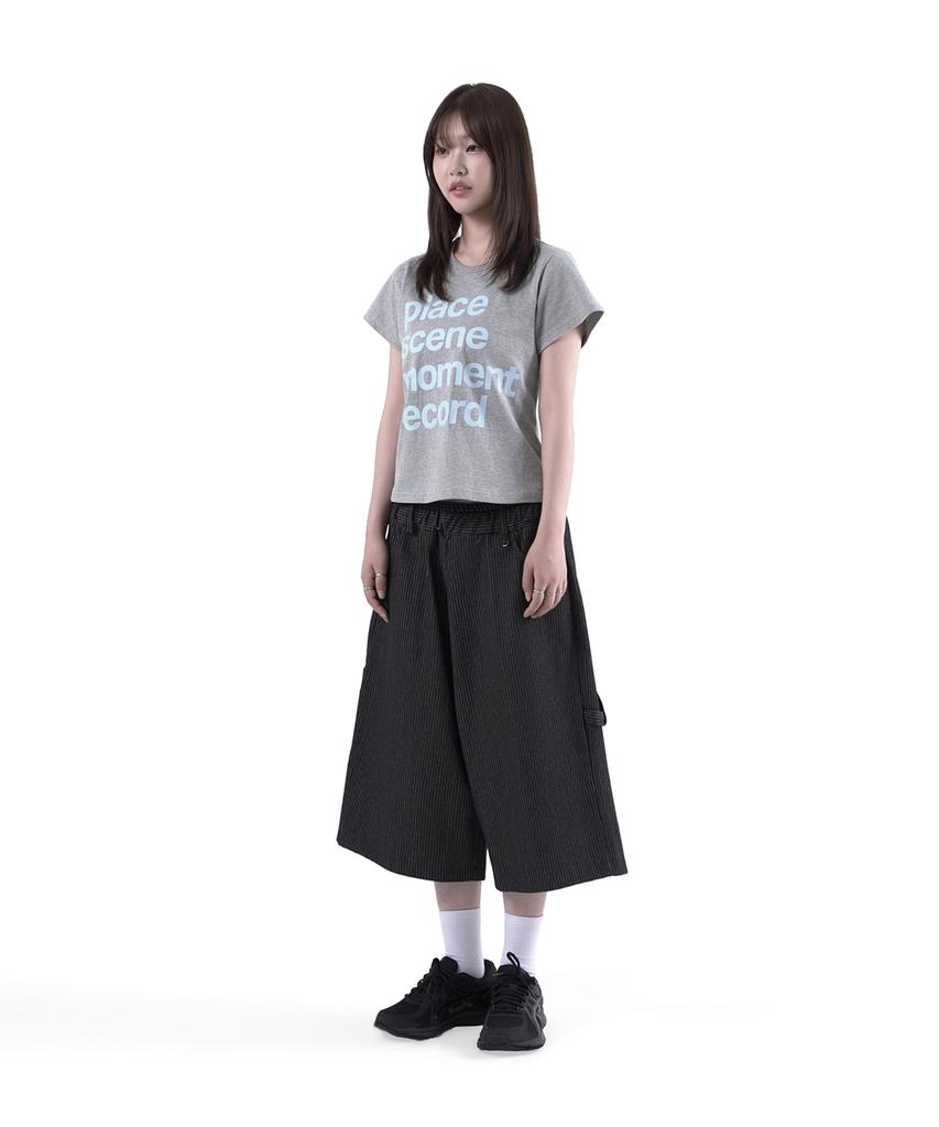SLOW RECORD HOUSE Carpenter Bermuda Stripe Wide Denim Pants_Black