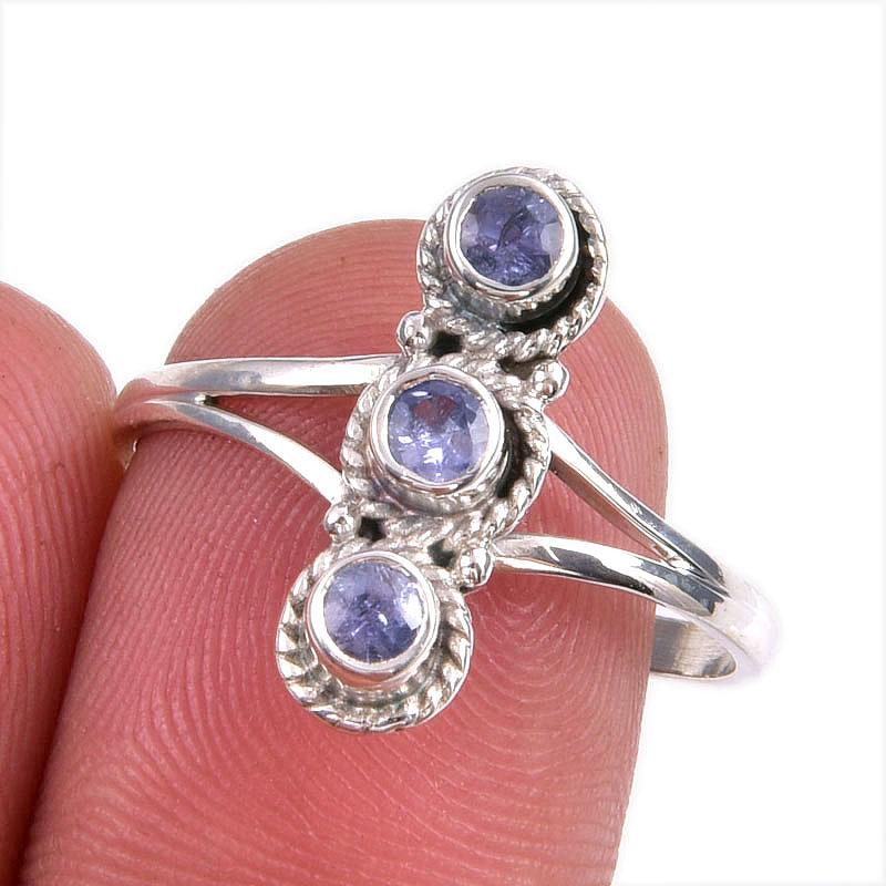 Натуральный драгоценный камень танзанит 925 пробы стерлинговое серебро ювелирное кольцо размер 9 Q5o80