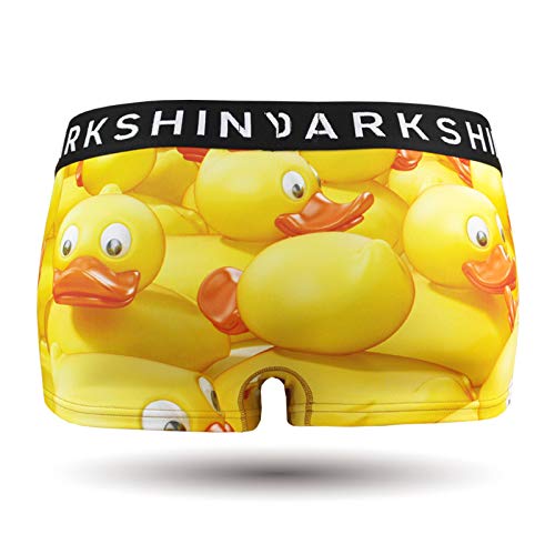 DARK SHINY Women's Boxer Briefs, Microfiber, Yellow Duck Print, Dark Shiny, Quick-Drying, Stretch, Comfortable Fit, Underwear, Gift