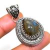 Labradorite Gemstone 925 Silver Plated Handmade Jewelry Pendant 1.70"