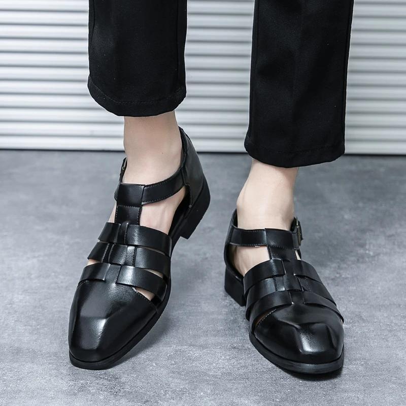 Fashion Summer Classic Hollow Sandals Breathable Men's Lightweight Flat Shoes Commuter Men's Work Shoes Anti Slip Wear Resistant Soles