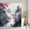 Chinese Style Shower Curtain Koi Fish Cherry Blossom Sun Sea Wave Octopus Landscape Polyester Fabric Curtains Bathroom Decor
