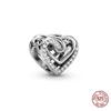 100 %925 Sterling Silver Heart -Shaped Shining Heart Beads Fit Fashion Charm Bracelet Making For Women Diy Fashion Jewelry