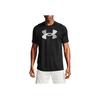 Under Armour Solid Color Logo Print Crew Neck Drop Shoulder Loose Fit T-Shirt Men Tops Black 1357234-001