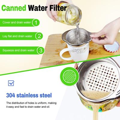 Дуршлаг для консервной банки из нержавеющей стали Металлический пресс для тунца Фильтр Крышка для банки Дуршлаг Маслослив Кухонные инструменты Для фасоли Овощей