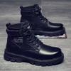 Men's Boots Autumn/winter Men's Boots Korean Version High Top Casual Lace Up Flat Bottomed Round Toe Comfort Leather Shoes2024