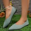 Women's Pointed Toe Flat Shoes Solid Color Knitted Slip On Ladies Shoes Casual Breathable Ballet Women Flat Shoes Loafers Women