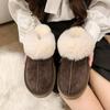 Зимние женские тапочки на платформе, теплые плюшевые тапочки, женские модные домашние и уличные пушистые замшевые мюли, женские зимние хлопковые туфли