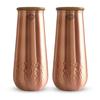 Pure Copper Bedroom Water Bottle with Wooden Lid, Aqua Vase Design with Hammered Lacquer Finish - Volume 1300 Ml (Pack of 2)