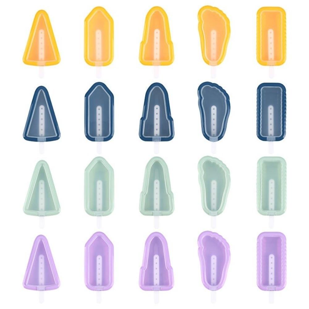 5Pcs Multiple Shapes Ice Cream Making Tools Reusable Popsicle Moulds Creative Ice Lolly Mold
