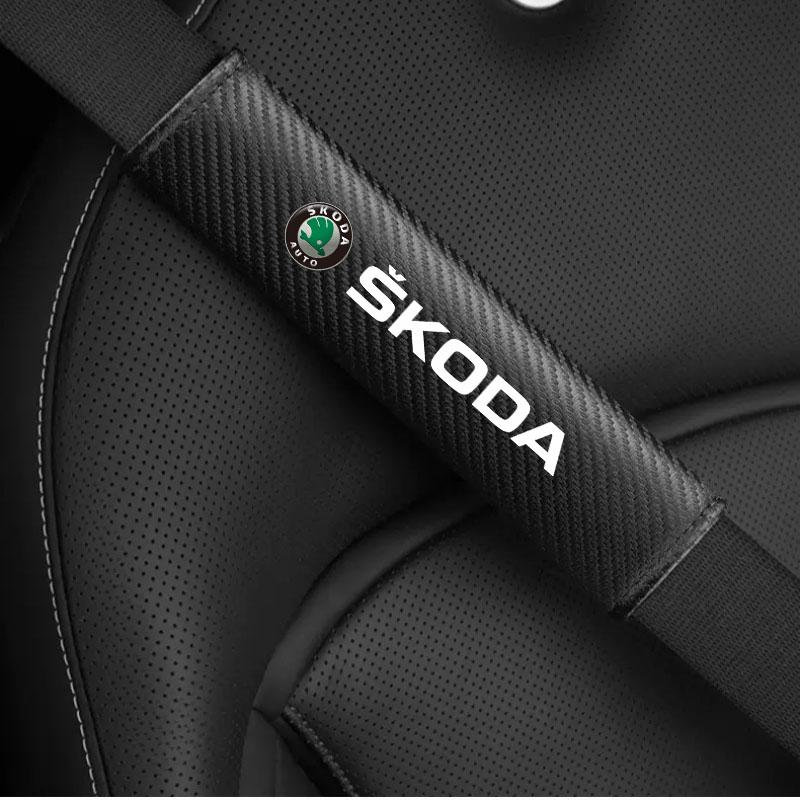 ABC3 2Pcs Car Seat Belt Cover Shoulder Protector Cushion Pad for Skoda Octavia 2 3 Fabia Superb Rapid Kodiaq Karoq Auto Accessories