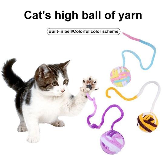 Интерактивная игрушка-мяч для кошек со звучащим колокольчиком, устойчивая к царапинам, веселая, интерактивная, яркая
