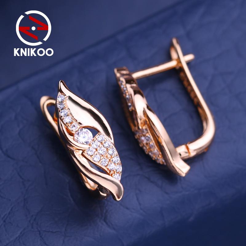 KNIKOO Clip Earrings For Women Cubic Zirconia Fashion Flower Stud Earrings Jewelry For Wedding Party Gifts