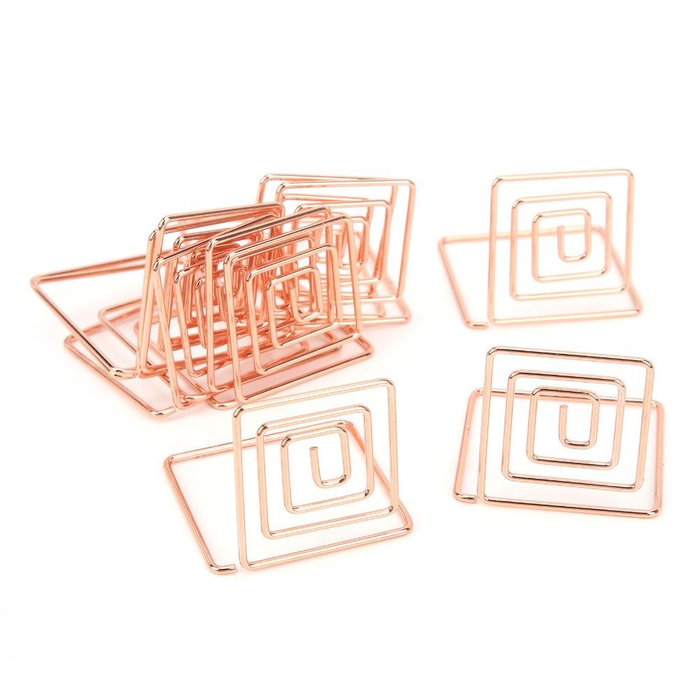 10Pcs Square Table Number Holders Metal Material Picture Holder Elegant Card Stand Desktop Display