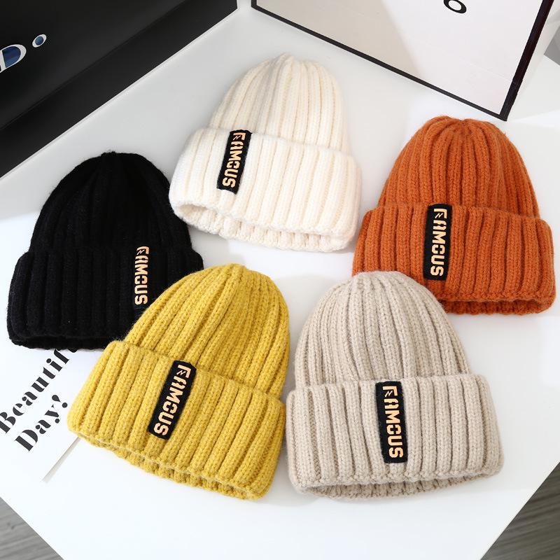Winter Letter Woolen Hats Female Korean Fashion Warm Knitted Cap Ear Protection Hats