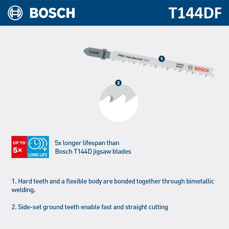 Bosch Профессиональное пильное полотно Твердая древесина Быстрая резка Лобзиковое полотно T144DF 100мм