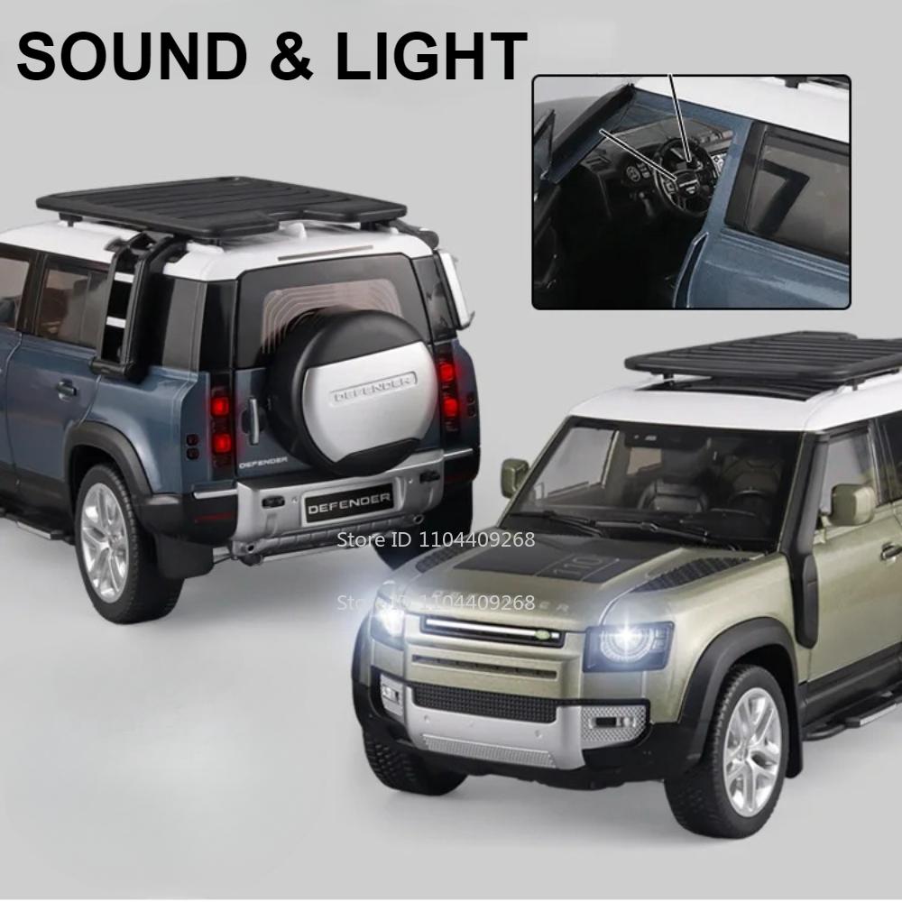 Большой 1:18 Land Rover Defender Range Rover Модель автомобиля из сплава Игрушка Металлическая литая под давлением Внедорожник Внедорожники Коллекция Звук Свет Подарки